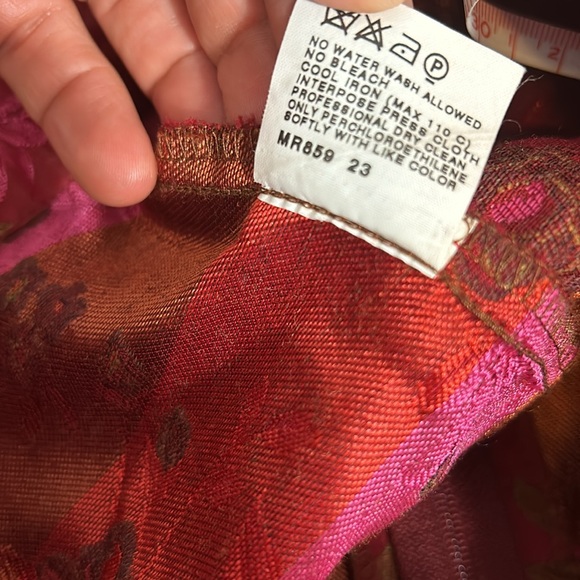 MARINA RINALDI Floral Metallic Jacquard wool acetate Pants in Burgundy waist 30 - Picture 16 of 16